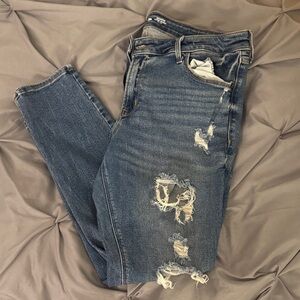 Old Navy Rockstar Super Skinny Distressed Blue Jeans